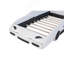 Lit plateforme simple en forme de voiture de course avec roues, blanc