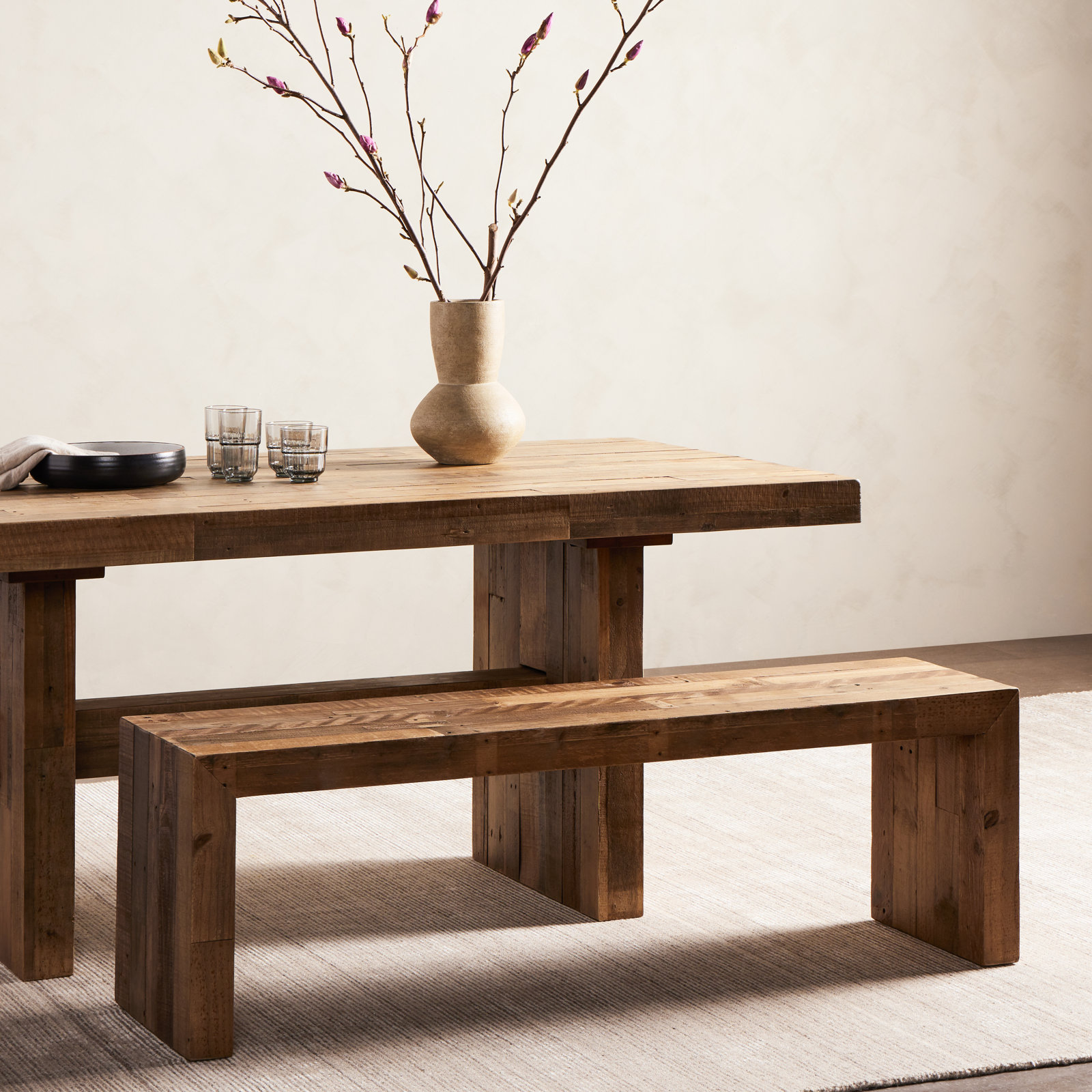 Adene Bench, Brown, 18" H x 58" W x 15" D