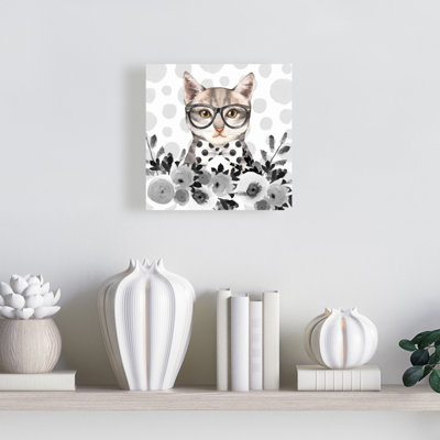 Geek Cat, blanc, animaux de compagnie, toile - décoration murale