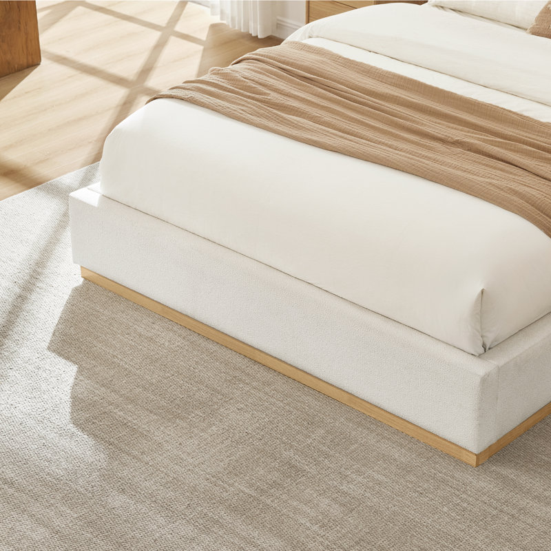 Lit plateforme tapissier Modern Boucle, Crème, Grand