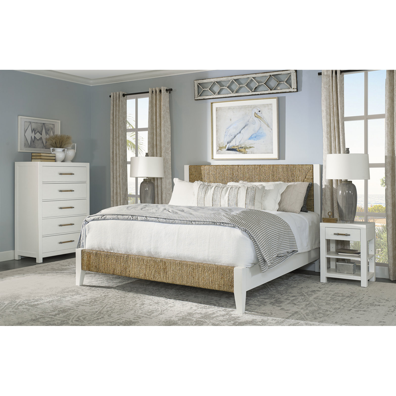 Lana Bedroom Set With White Chest And Nightstand, Queen