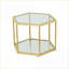 Petite table basse de salon avec structure en acier inoxydable doré Verre trempé facile à nettoyer