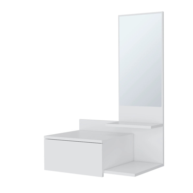 Floating Vanity with Included Mirror, White