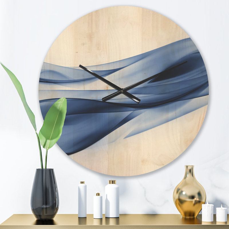 Horloge murale moderne en bois bleu clair scintillant, Moyen