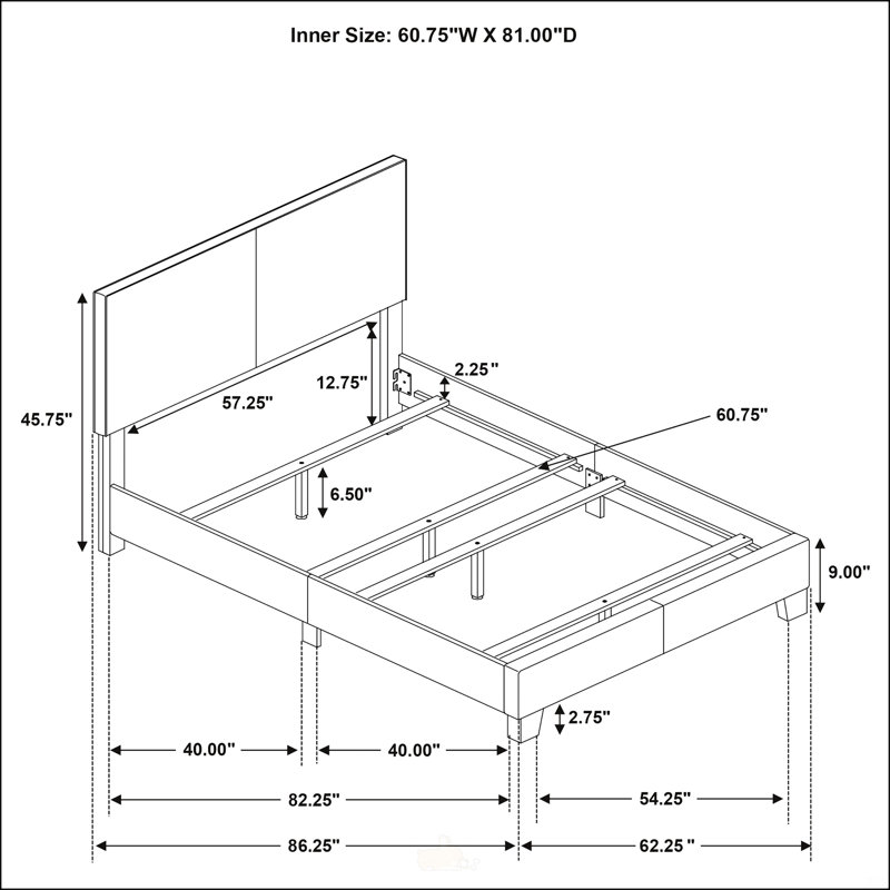 Lit plateforme tapissier pour chambre à coucher