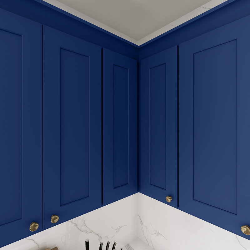 Armoire murale d'angle, 24" W x 36" H x 12" D, Shaker bleu