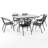 Amlie 7 Piece Outdoor Patio Dining Set - Tempered Glass Patio Table, 6 Flex Comfort Stack Chairs
