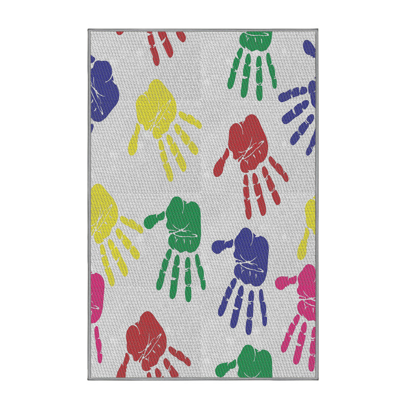 Tapis bleu / rouge / vert en laine et polyester tissé à la machine Barajas, Rectangle 3 pi x 5 pi