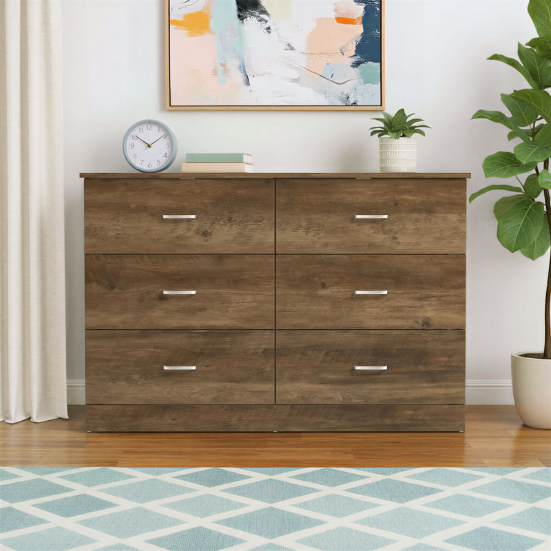 Commode 6 tiroirs Allyannah, Chêne noueux