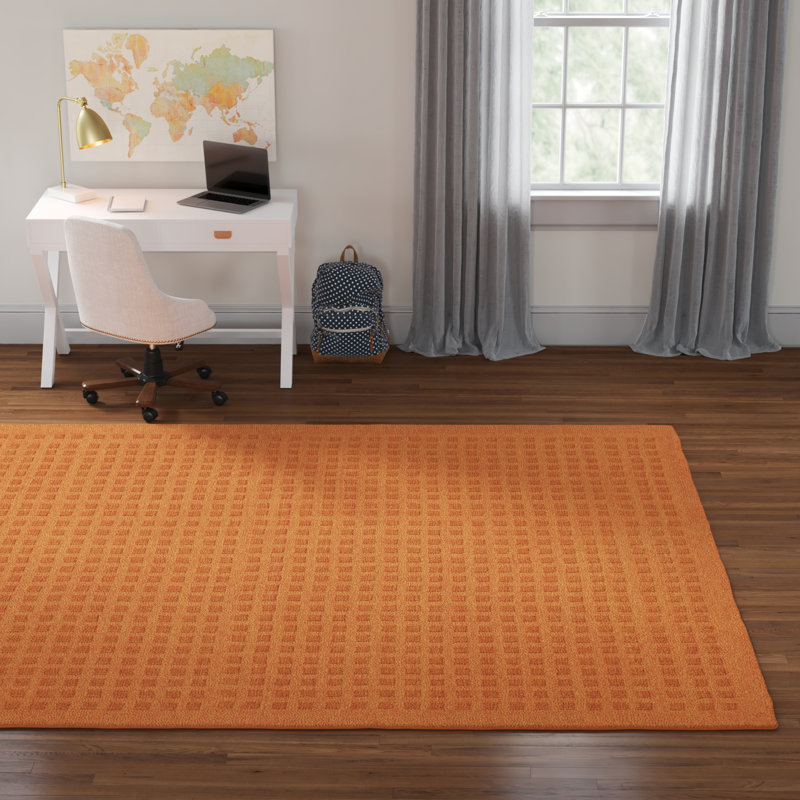 Tapis orange uni en laine touffeté à la main, Tapis de couloir 2 pi 3 po x 8 pi