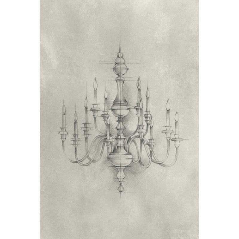Chandelier Schematic I by Ethan Harper - Wrapped Canvas Print, 30cm H x 20cm W x 3.8cm D