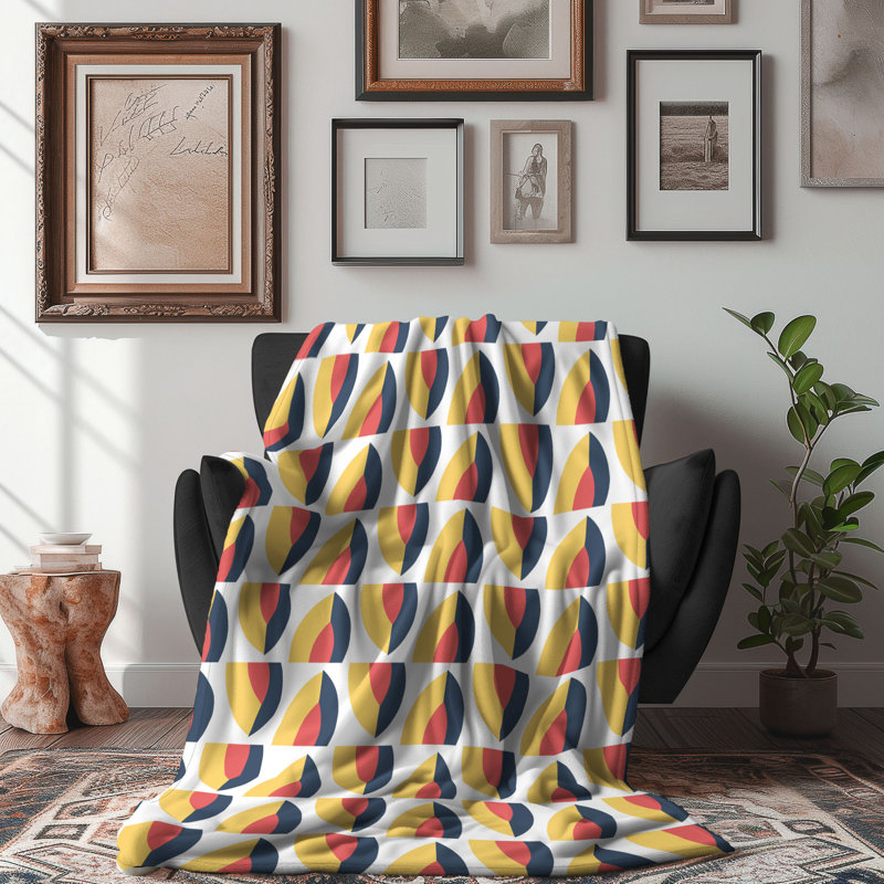 Scarlet Yellow Tile - 1 Piece Premium Sherpa Blanket, Twin