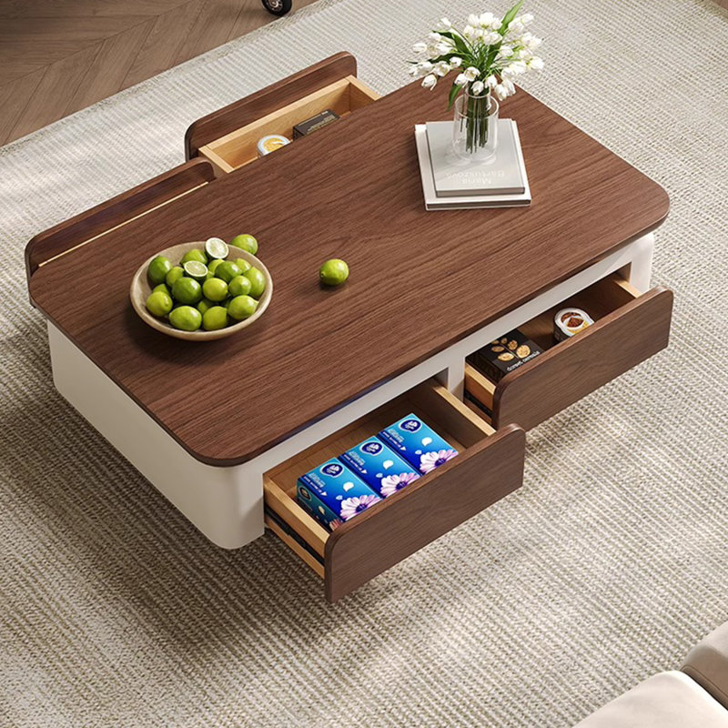 Walnut Veneer Coffee Table with Hidden Handles