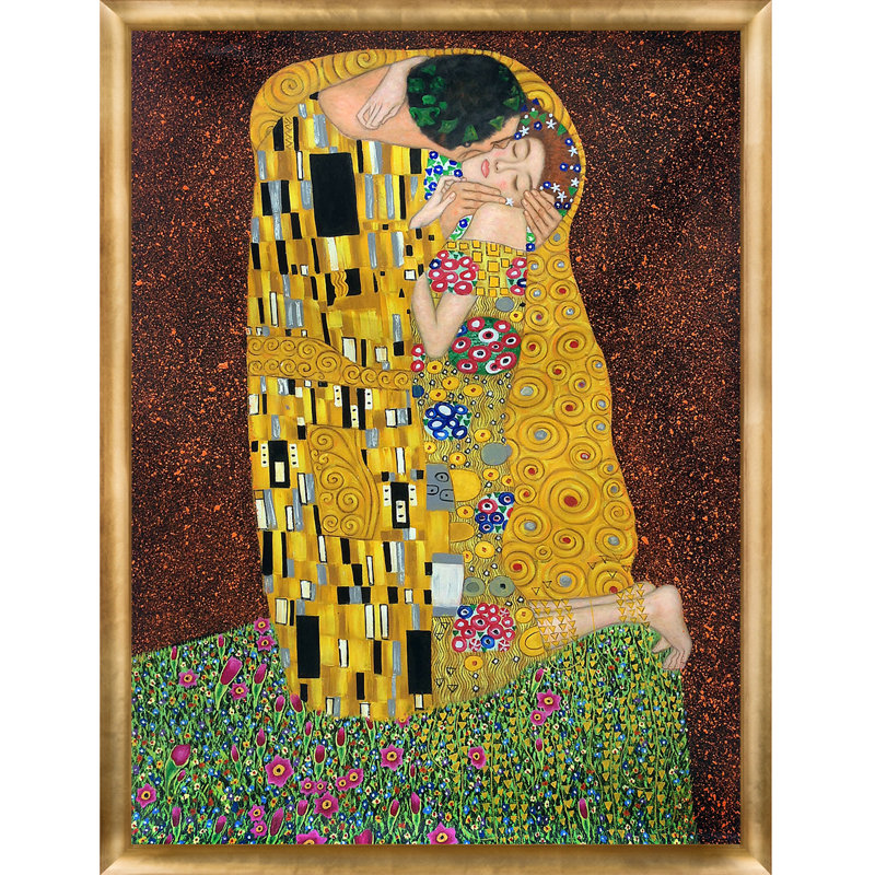 «The Kiss» par Gustav Klimt, peinture encadrée, H 43 po x l 33 po x P 2 po, Cadre de Luminoso doré