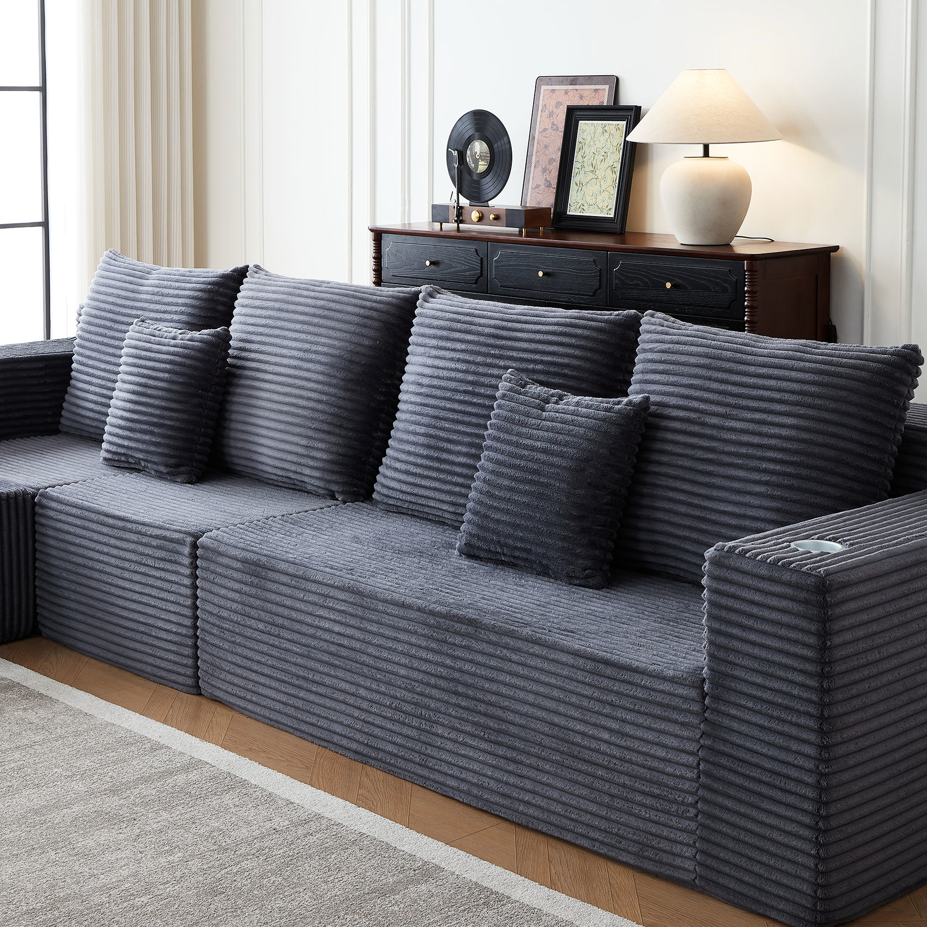 Wrought Studio™ Modular Corduroy 4 - Seat Cloud Couch, Deep And Built ...