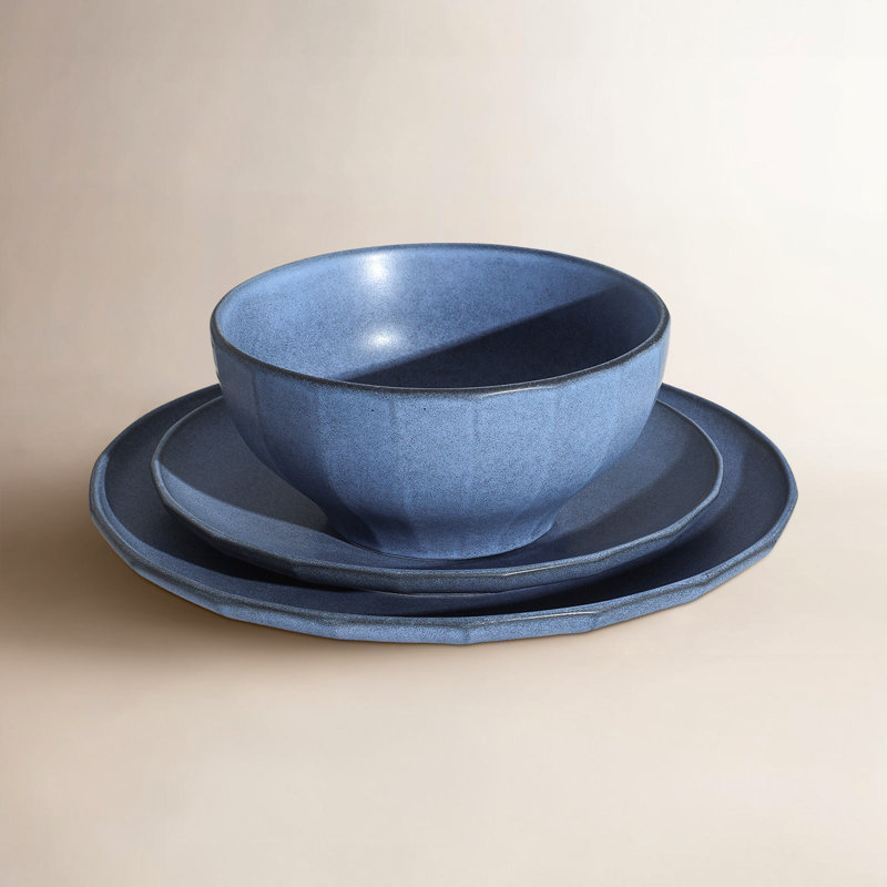 Stone Lain Rio 12-Piece Dinnerware Set Stoneware, Blue