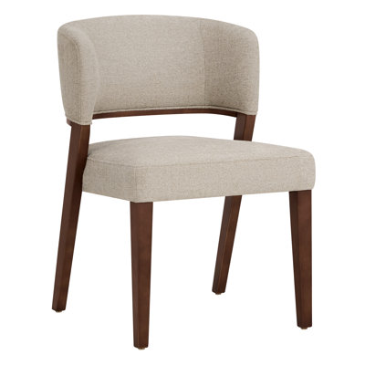 Upholstered Open Back Dining Chair with Solid Wood Frame