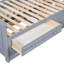 Lit simple gris en bois avec rangement vertical tout-en-un, 4 tiroirs coulissants de chaque côté et 12 compartiments à la tête de lit pour une chambre à coucher de taille organisée avec armoire, coulissante lisse-1342086630