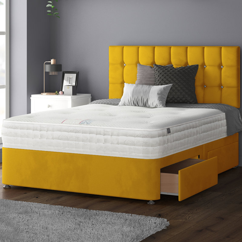 Fales Divan Bed Base, Super King (6'), Turmeric, 4 Drawers