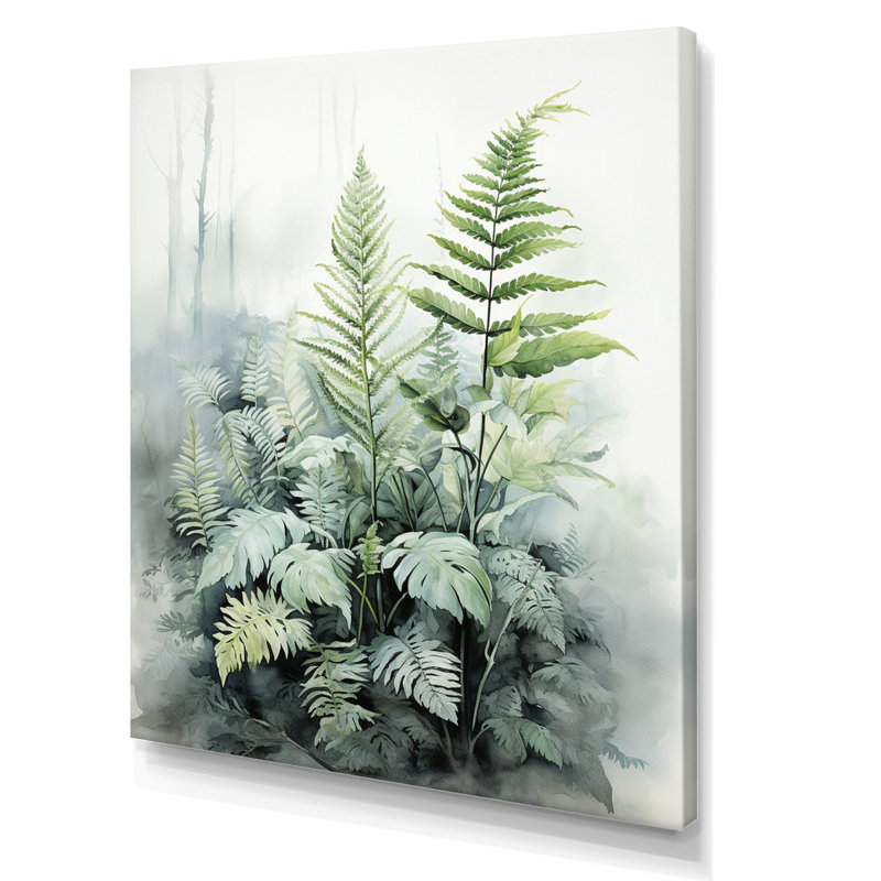 Zacaria Minimal Ferns Emerald Reverie I sur toile, H 20 po x l 12 po x P 1 po, Toile tendue
