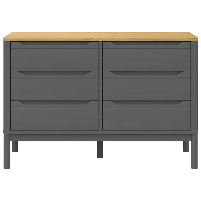 Commode en bois de pin massif FLORO Latitude Run®, Brun / gris
