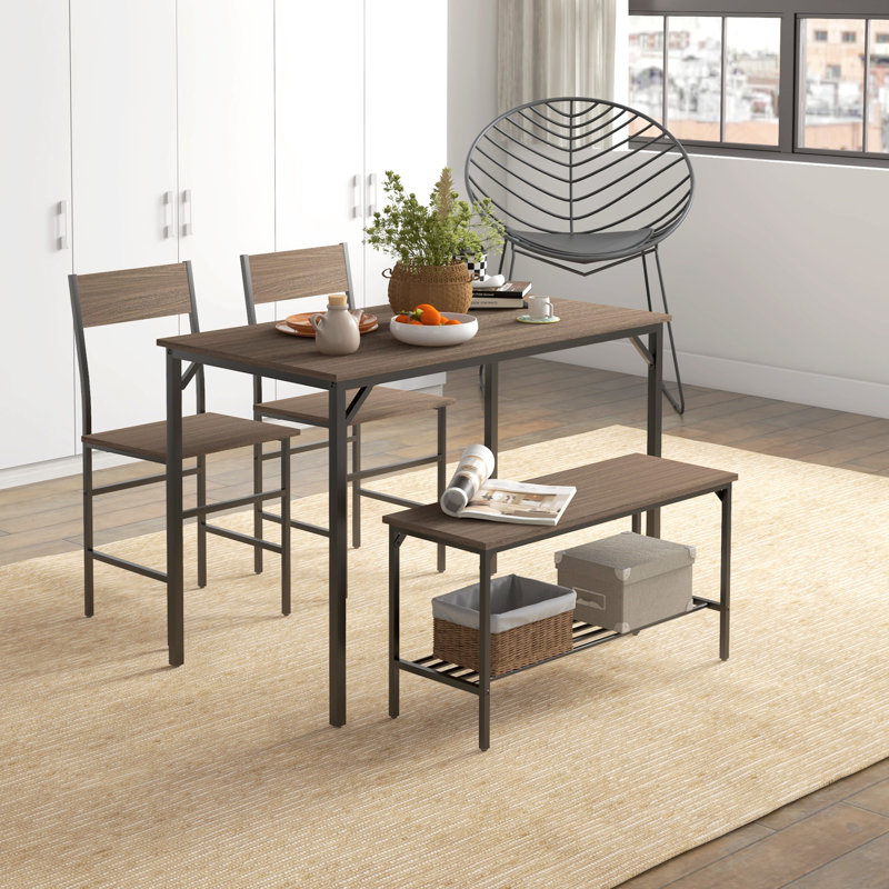 Waelder 4 - Person Dining Set, Grey/Black