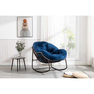 Fauteuil inclinable à bascule avec rembourrage bleu marine - Chaise de 20,00 kg de conception ergonomique pour la détente dans le patio, le jardin