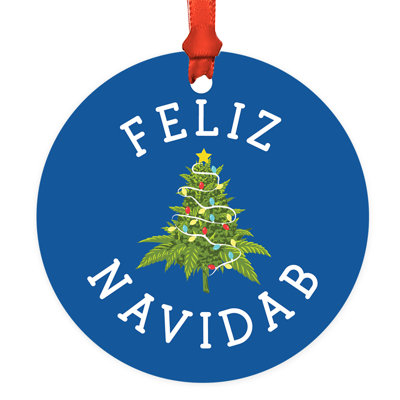 Marijuana, pot de marihuana, ornements de Noël ronds en métal, amusant Feliz Navidab, souvenir de 3,5 po pour amant de pot, Stoner