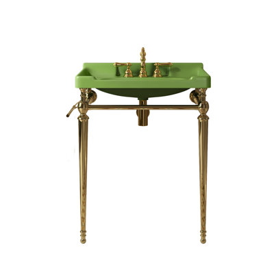 28" Bathroom Console Sink with Wall-Mounted Ceramic Vanity Basin