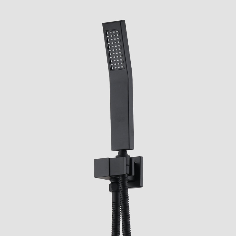 Ceiling-Mounted Shower Assembly, Matte Black - 12" Head & Handheld Natural Rainfall Copy Self-Cleaning Nozzle Brass Made Item , Product