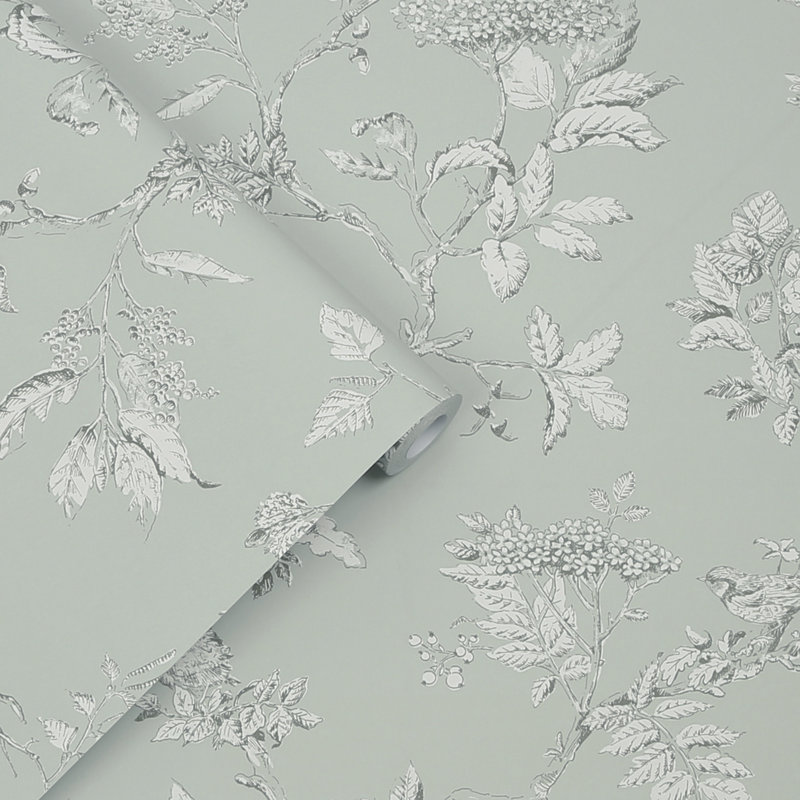 Laura Ashley Elderwood Wallpaper Roll, Duck Egg