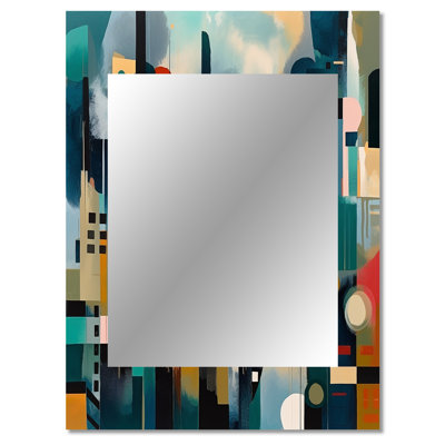 Green Abstracted Scenic Views II - Landscapes Unique Wall Mirror, Modern Mirror, Printed Metal Art