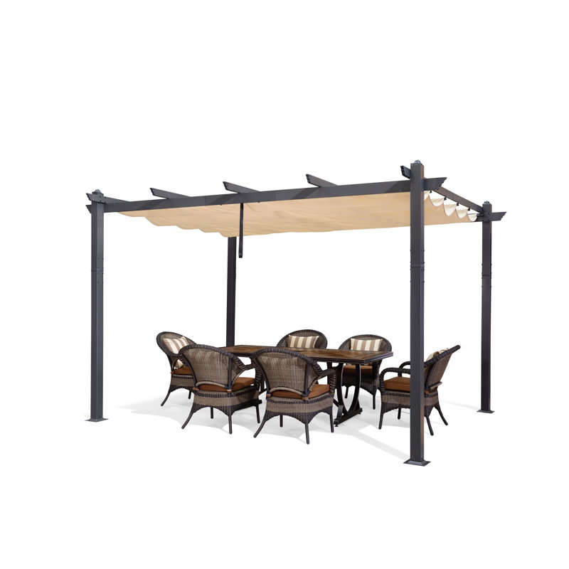 3.65m x 3m Aluminium Pergola, Khaki