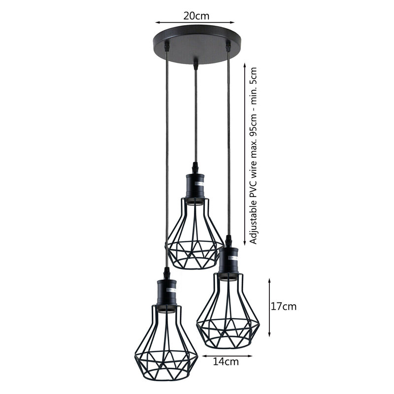 Hospers 3 - Light Black Cluster Pendant