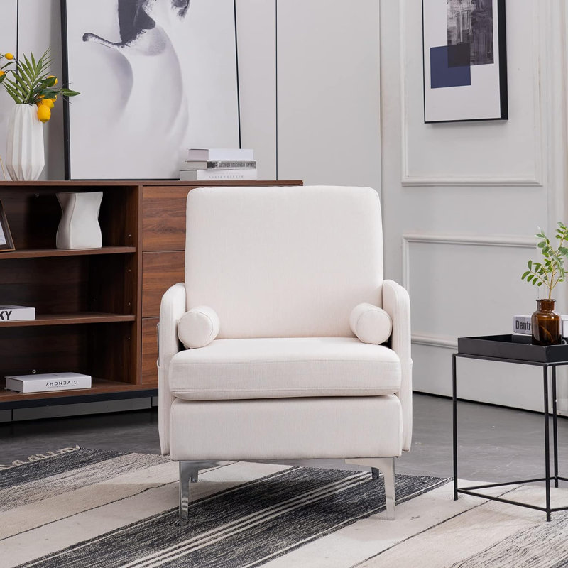 Fauteuil de 26,8 po de largeur Gladwyn, 100 % lin crème, Crème