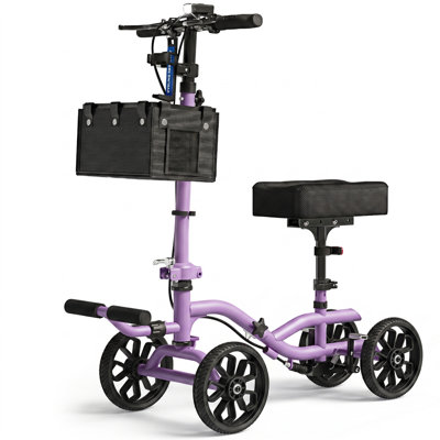 Steerable Knee Scooter, Rollator Walker, All-Terrain Foldable Scooter for Foot Injuries (Crutch Alternative)