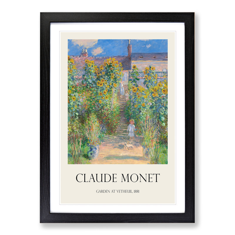 Garden At Vetheuil by Claude Monet - Single Picture Frame Print, Black Framed, 65cm H x 48cm W x 2cm D