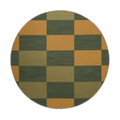 Checkered Green Indoor and Outdoor Area Rug