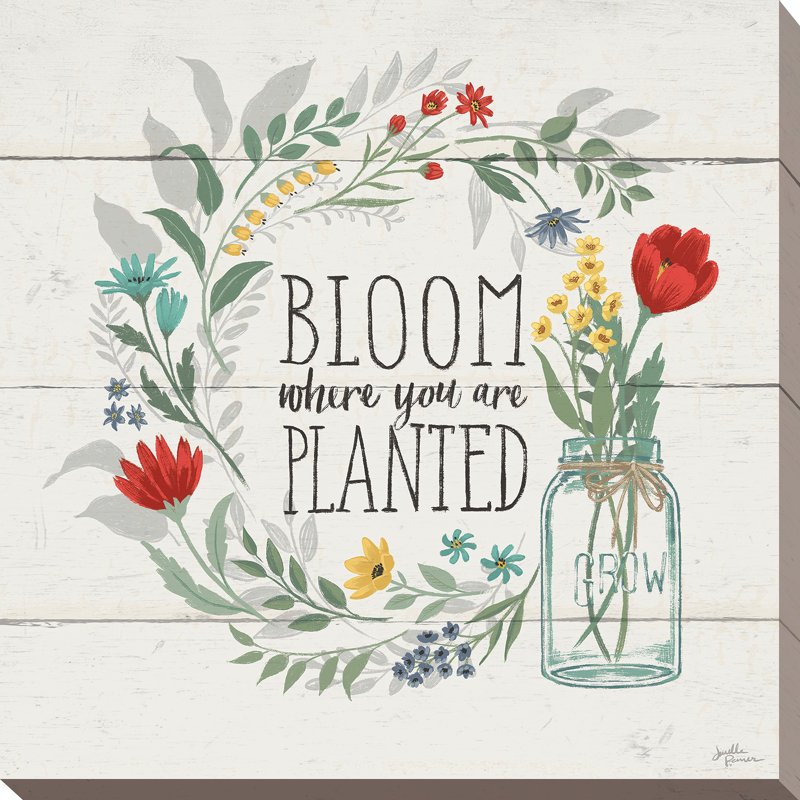 Blooming pensé III - reproduction d'art textuel sur toile, H 18 po x l 18 po x P 1 po, Toile tendue