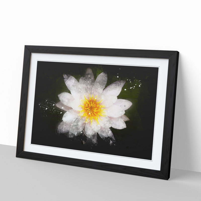 White Lily Flower - Picture Frame Graphic Art, Black Framed, 27cm H x 36cm W x 2cm D