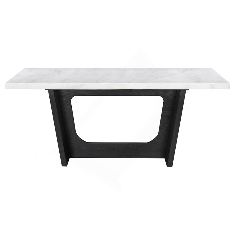 Maroney Rustic Espresso Marble Top Dining Table