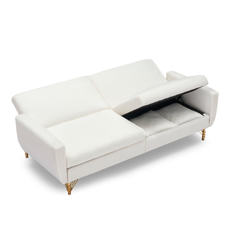Nazaret Upholstered 74.4'' Reclining Sofa, White Polyester
