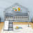 Twin Wooden Low Loft Bed With Slide And Ladder-1279255726