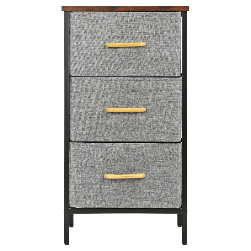 40cm W Metal Bedside Table, Brown/Grey