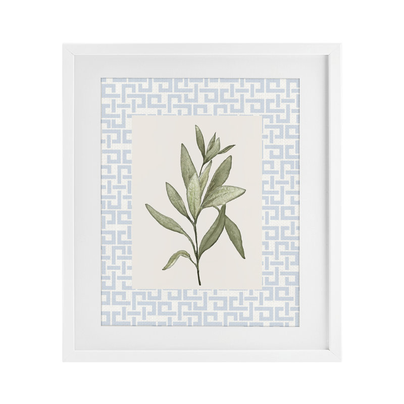 «Leafy Fresh Herb», reproduction sous verre encadrée, design par Diannart, H 16 po x l 13 po, Cadre blanc côtier