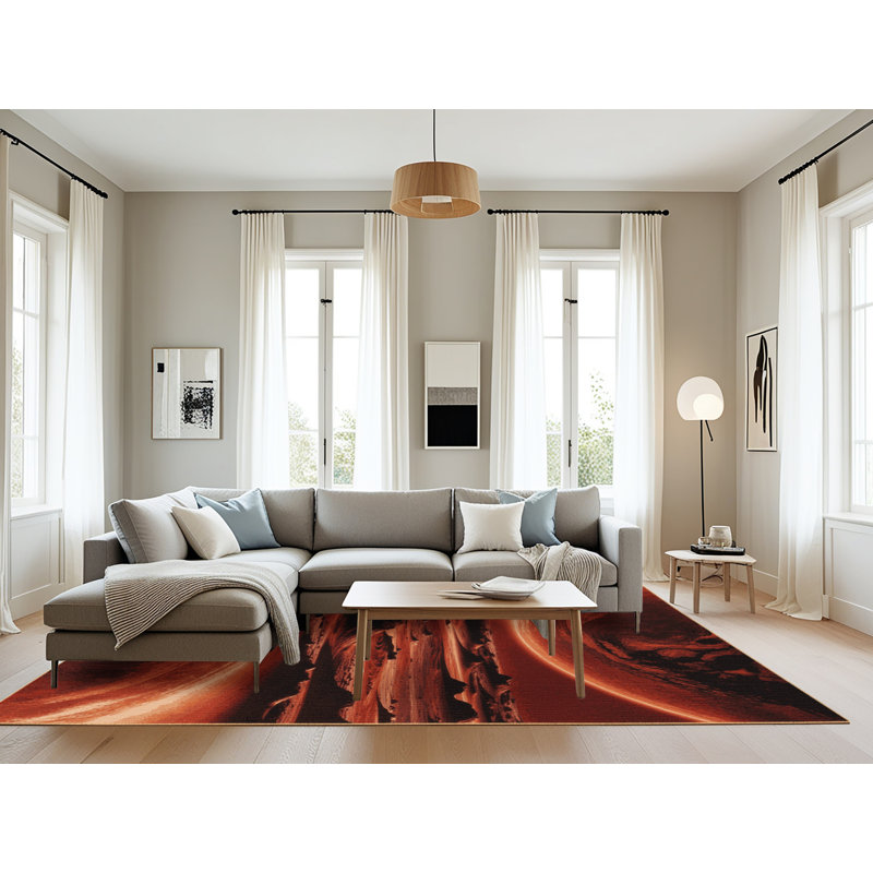 Tapis brun lavable à la machine, Rectangle 6 pi x 9 pi