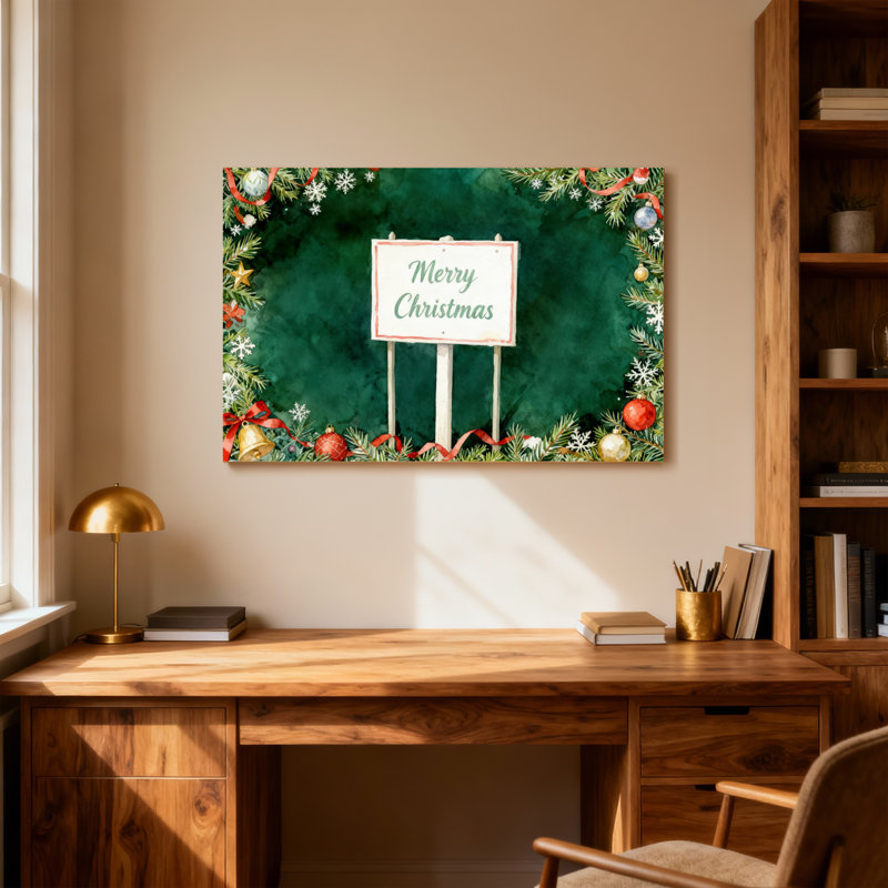 Panneau de Noël avec décorations des Fêtes, H 16 po x l 24 po