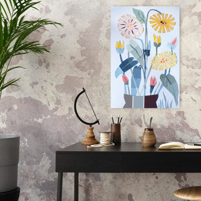 Contemporary Art Abstract Bold Colorful Daisy Flower Nature Wall Art by Annick - Wrapped Canvas Print