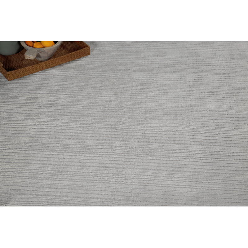 Cavallo Modern handloomed Nylon/Wool Silver Area Rug, Rectangle 9' x 12', Silver