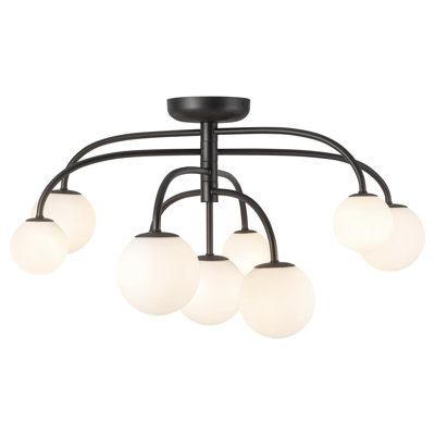 Plafonnier Maysonet 33 po noir mat avec verre opale